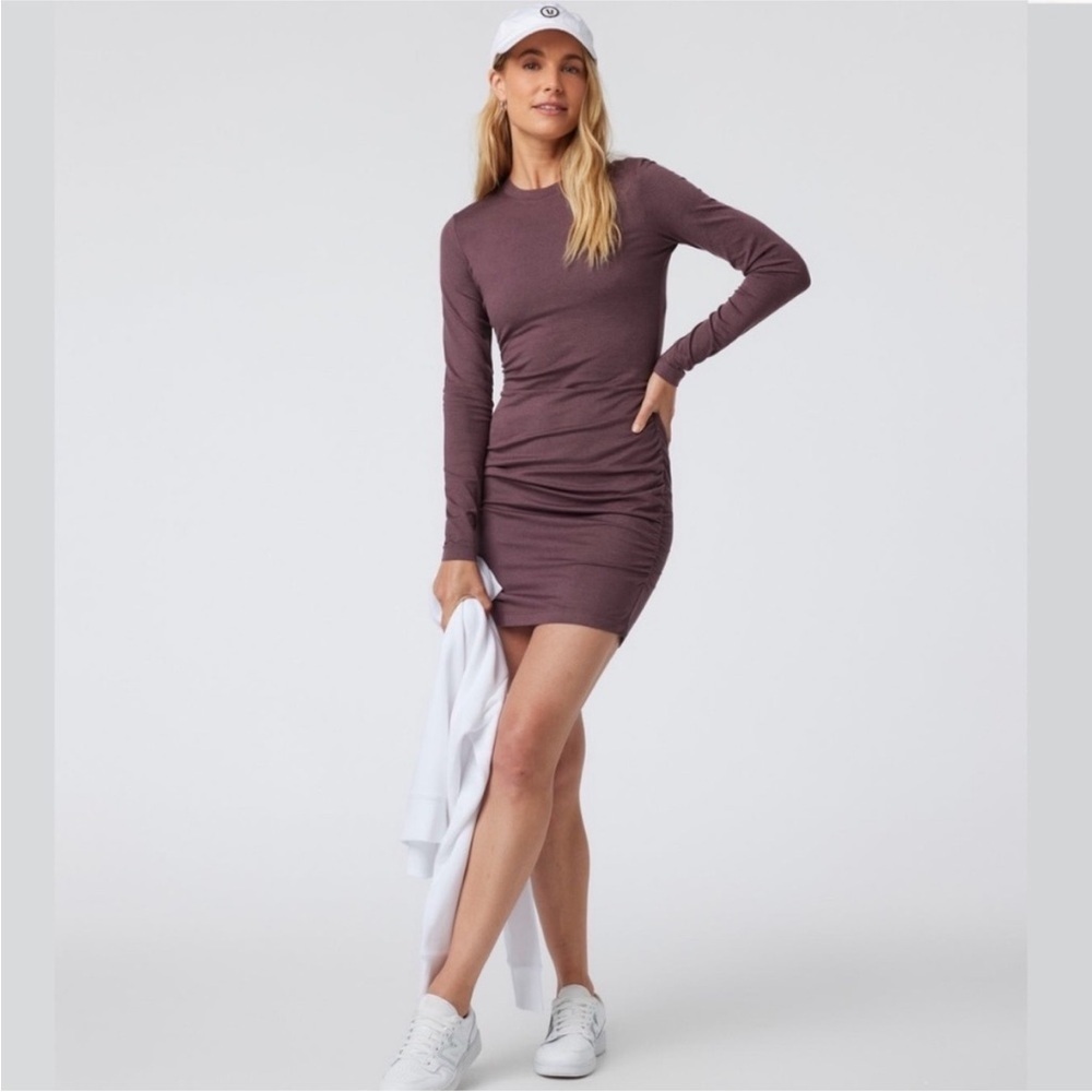 NWT VUORI Womens Long sleeve Halo Essential Dress elderberry size XS